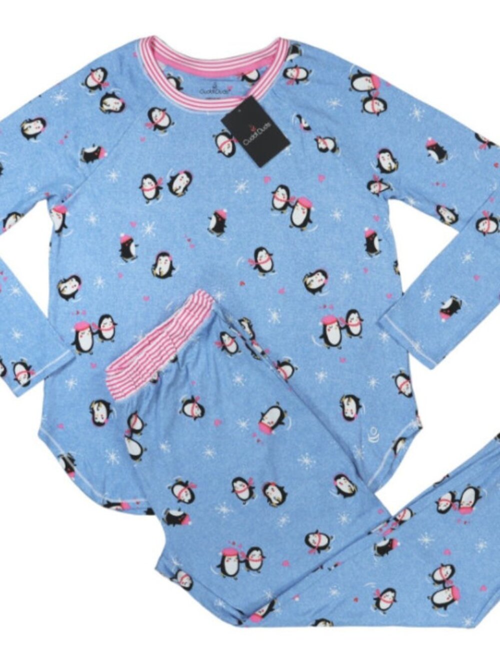 #1860 Cuddl Duds 2-Piece Holiday Birds Themed Long Sleeved Women's Pajama Set